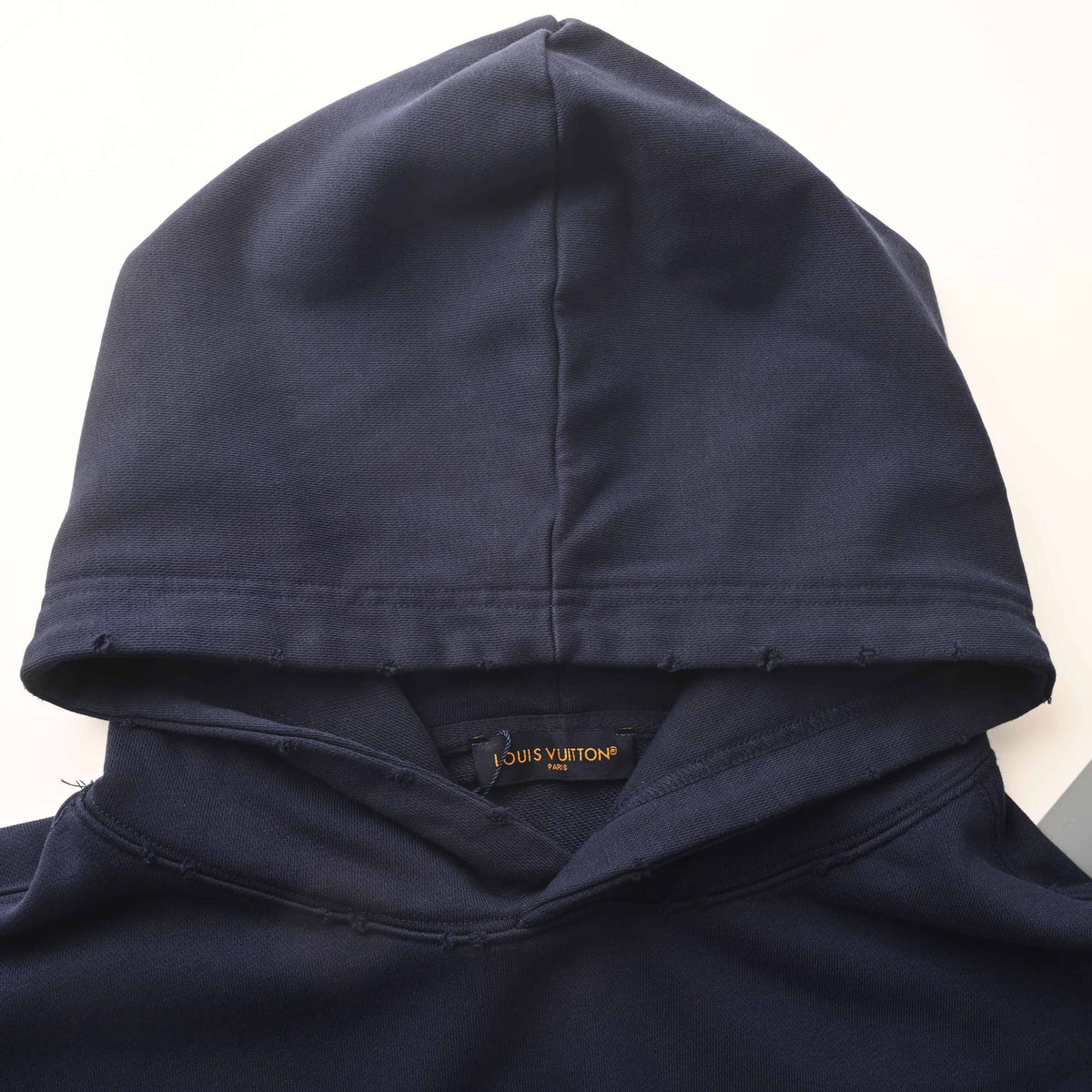Louis Vuitton Embroidered Letter Logo Hoodie with Distressed Details | Tatami-Stitch Designer Streetwear