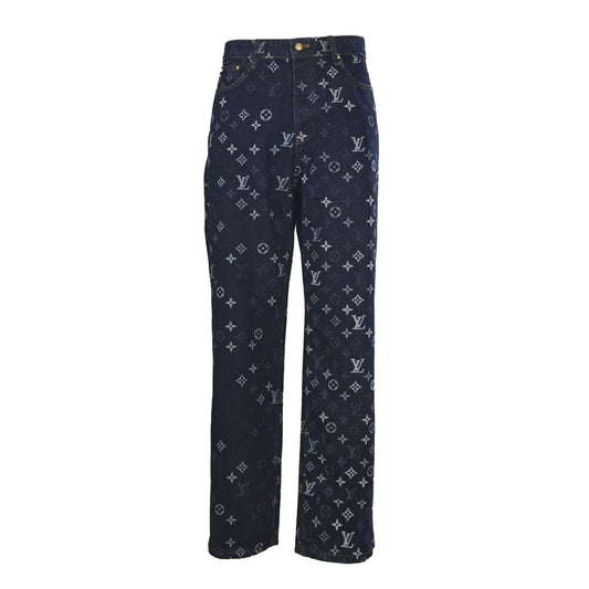 Louis Vuitton All-Over Monogram Jacquard Trousers | Luxury Designer Full-Length Pants for Statement Casual Streetwear