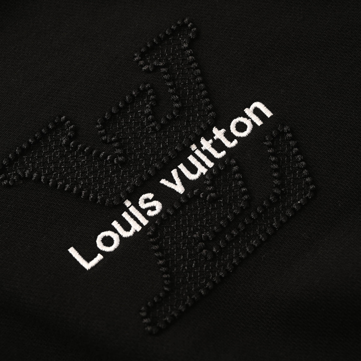 Louis Vuitton Distressed Hoodie with Tatami-Stitch Embroidered Letter Logo | Designer Grunge Streetwear