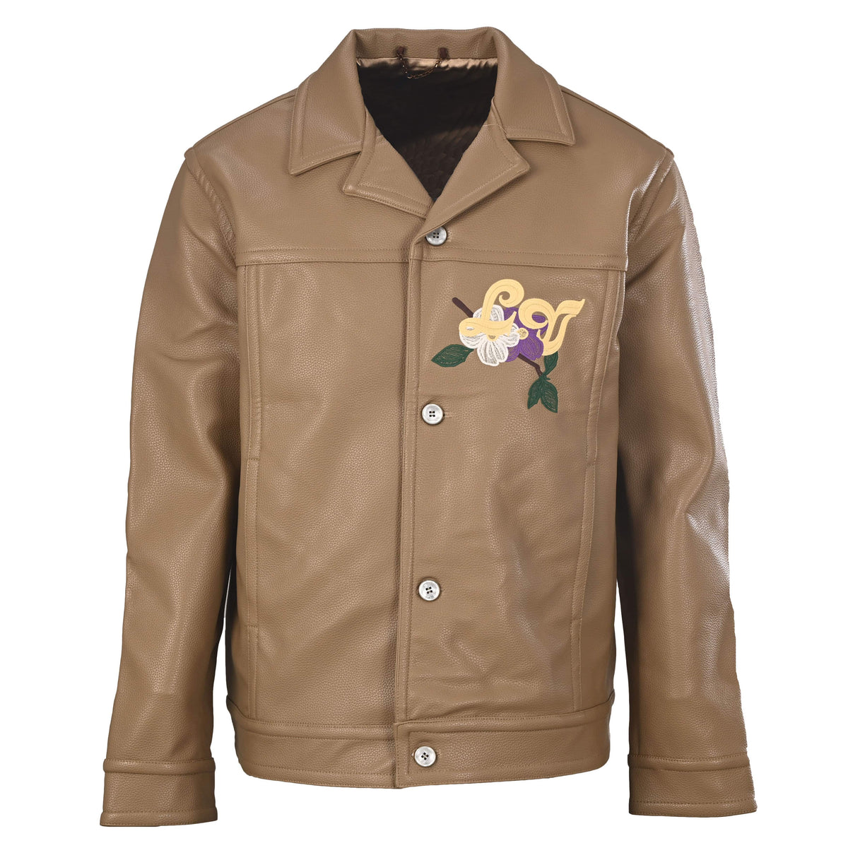 Louis Vuitton Floral Embroidered Leather Jacket | Designer Statement Outerwear with Botanical Detail for Modern Streetwear