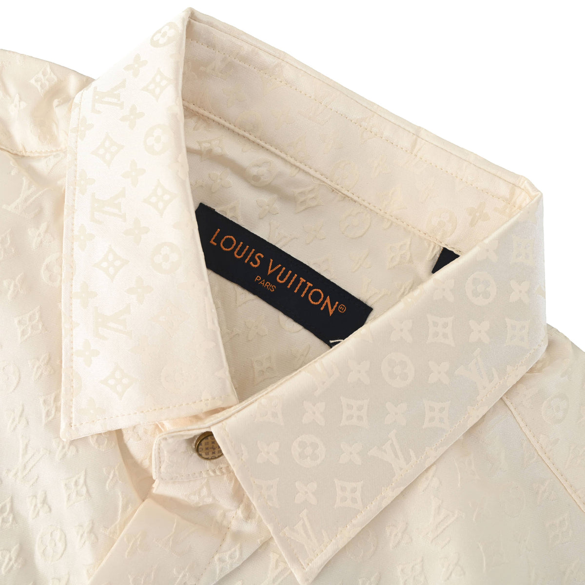Louis Vuitton Tonal Jacquard Mulberry Silk Long-Sleeve Shirt | Luxury Designer Evening & Smart Casual Style
