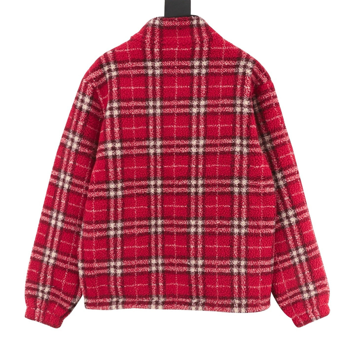 Burberry Red Check Wool-Blend Teddy Jacket