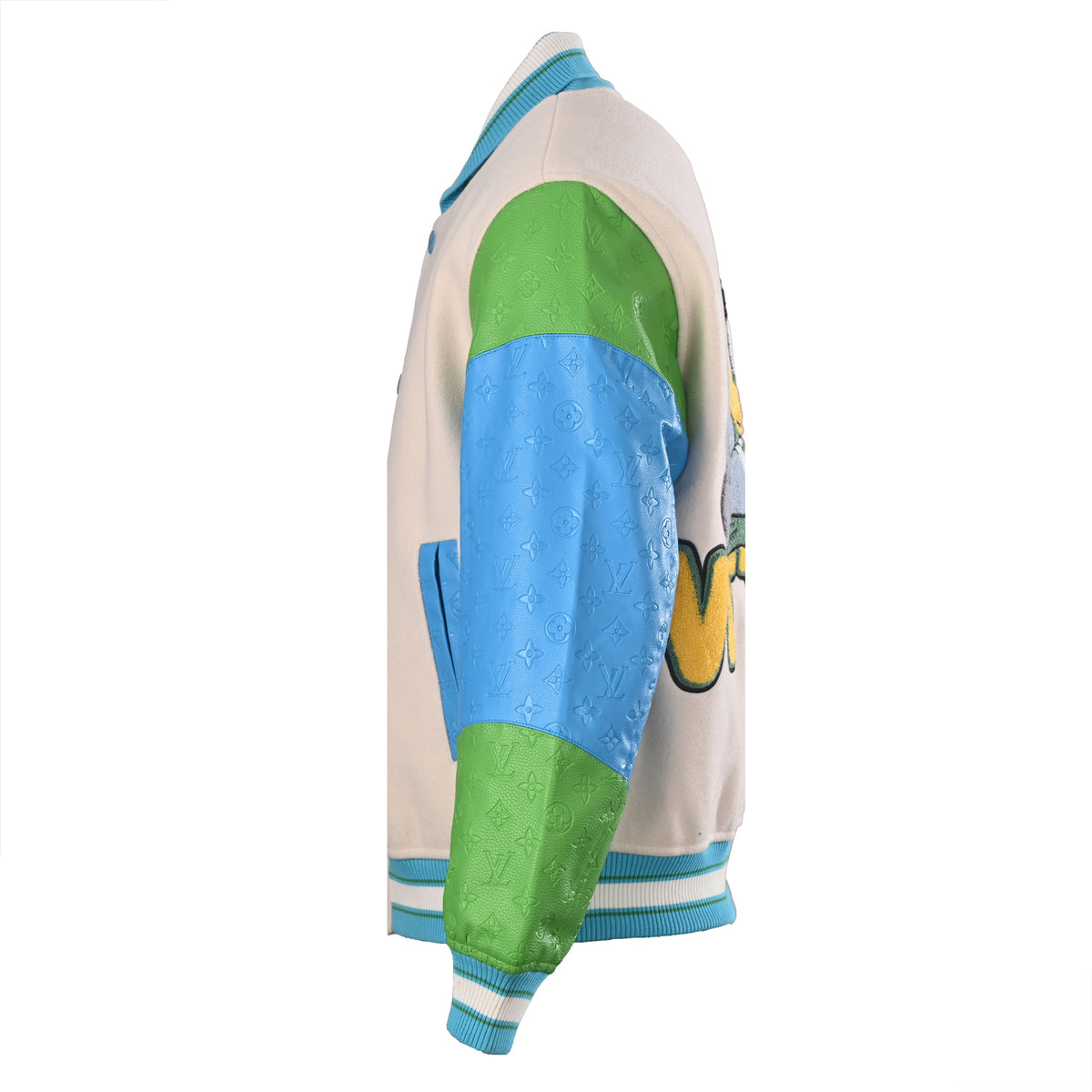 Louis Vuitton Duck Chenille Embroidered Varsity Jacket with Monogram Embossed Sleeves | Designer Streetwear & Collegiate Style