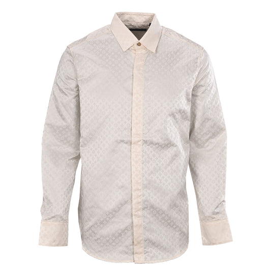 Louis Vuitton Tonal Jacquard Mulberry Silk Long-Sleeve Shirt | Luxury Designer Evening & Smart Casual Style