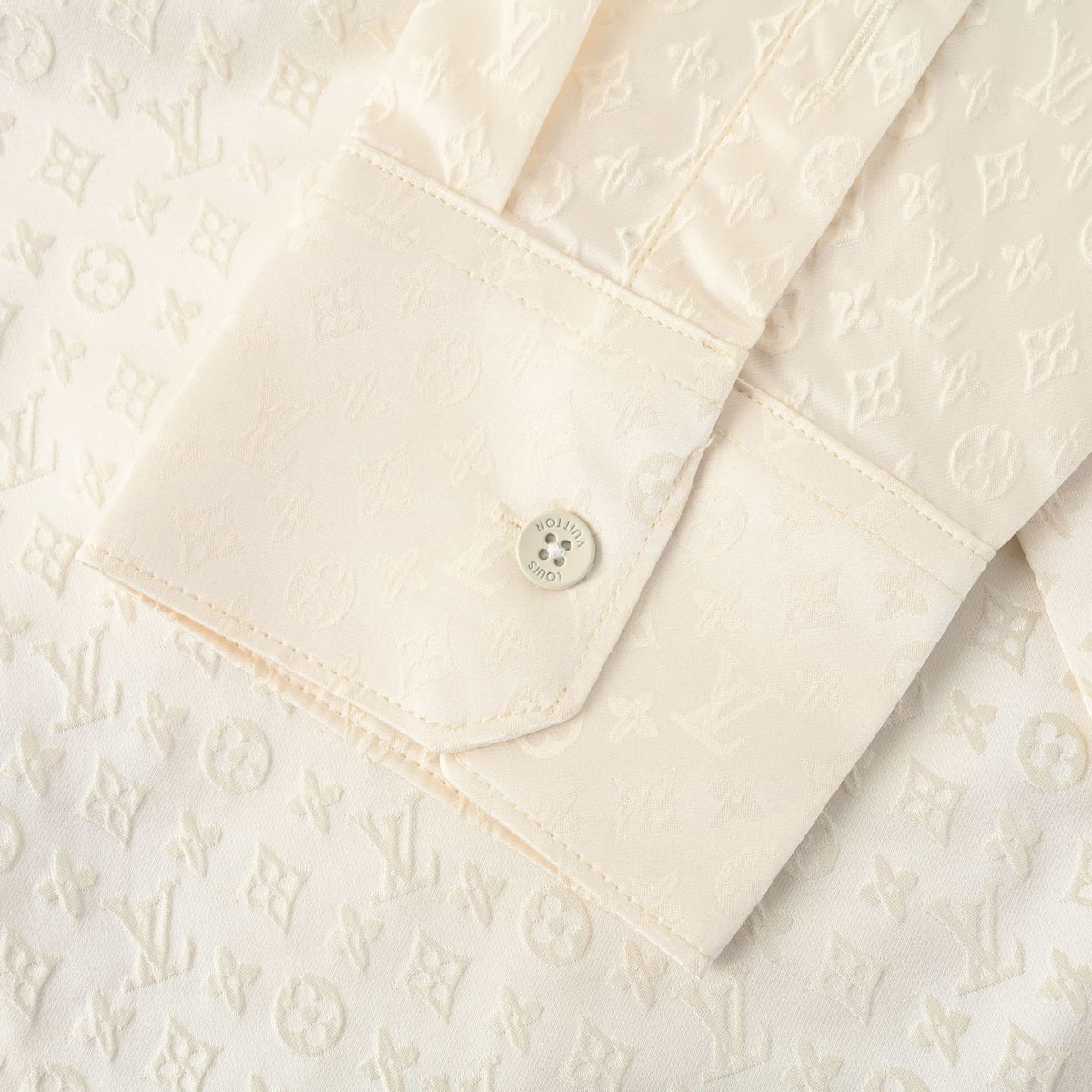 Louis Vuitton Tonal Jacquard Mulberry Silk Long-Sleeve Shirt | Luxury Designer Evening & Smart Casual Style