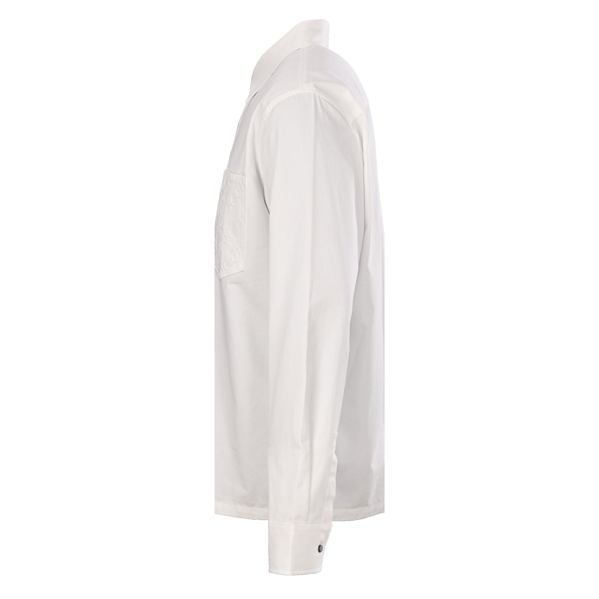 Louis Vuitton White Long Sleeve Shirt with Monogram Embossed Pocket, Minimalist Designer Smart Casual Button-Up