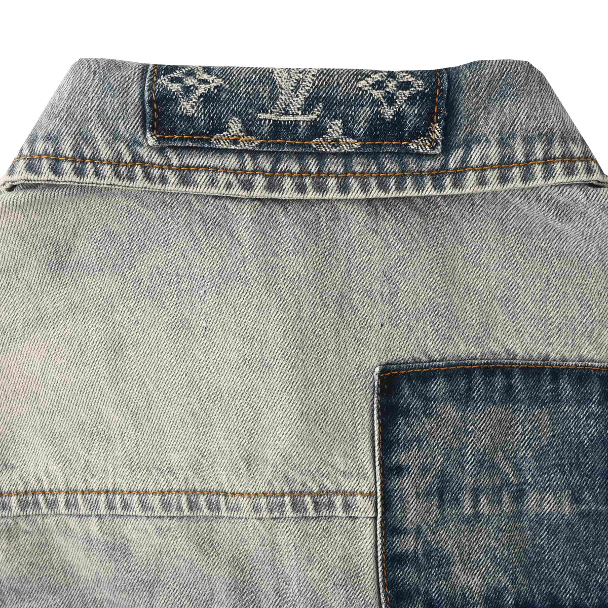 Louis Vuitton Patchwork Logo Denim Shirt Jacket | Designer Overshirt for Layered Streetwear Looks