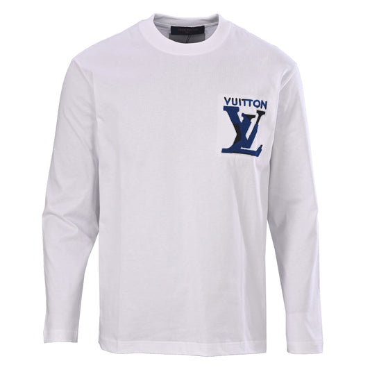 Louis Vuitton Mottled Long Sleeve T-Shirt with Terry Floral Chest Embroidery | Designer Casual Streetwear