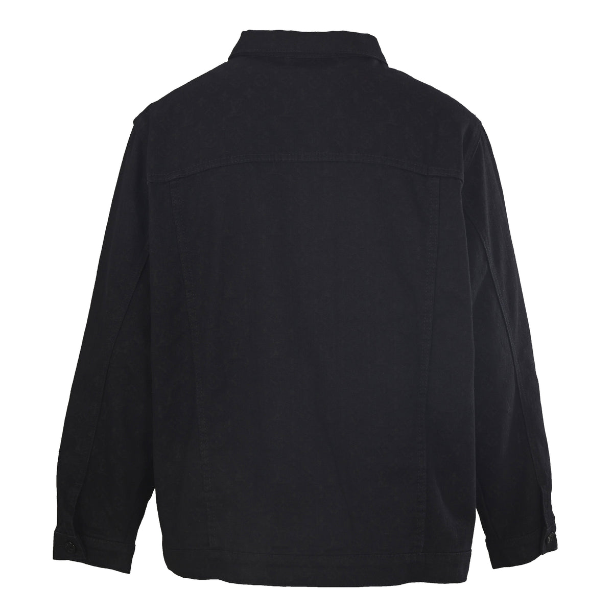 Louis Vuitton Black Tonal Monogram Denim Shacket, Unisex Button-Up Jean Jacket with Slub Jacquard Texture, Point Collar and Twin Chest Pockets