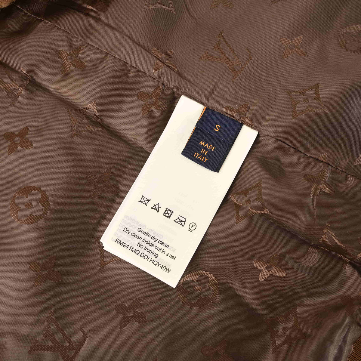 Louis Vuitton Camel Brown Teddy Fleece Jacket with Monogram Jacquard Trim, Full-Zip Stand Collar and Leather Logo Chest Patch