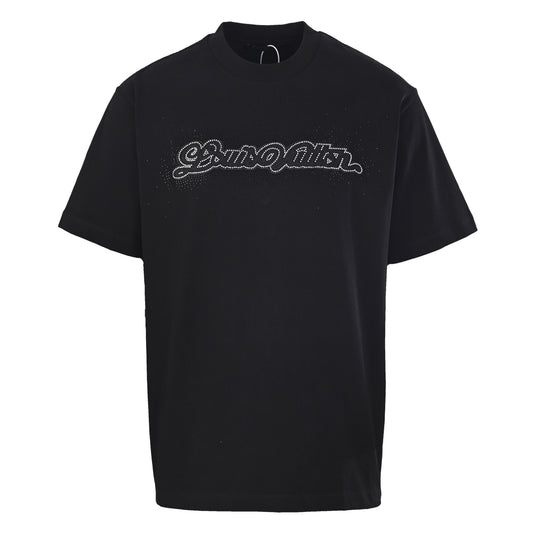 Louis Vuitton Rhinestone Script Chenille Embroidered Tee | Luxury Streetwear