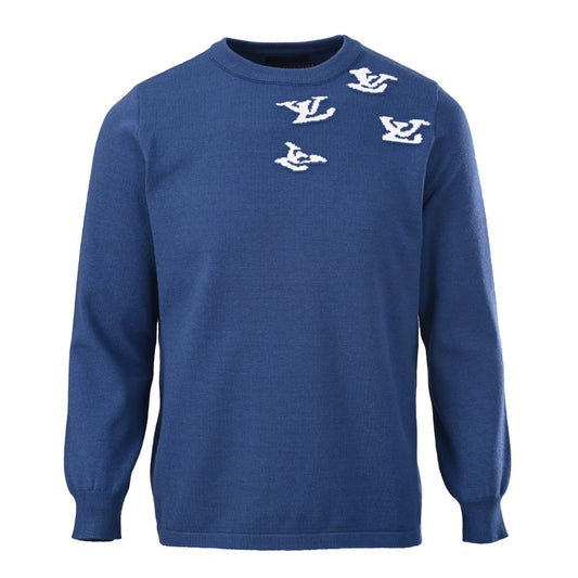 Louis Vuitton Cloud & Jazz Trumpeter Knit Sweater – Graphic Crewneck Cotton Pullover, Designer Streetwear