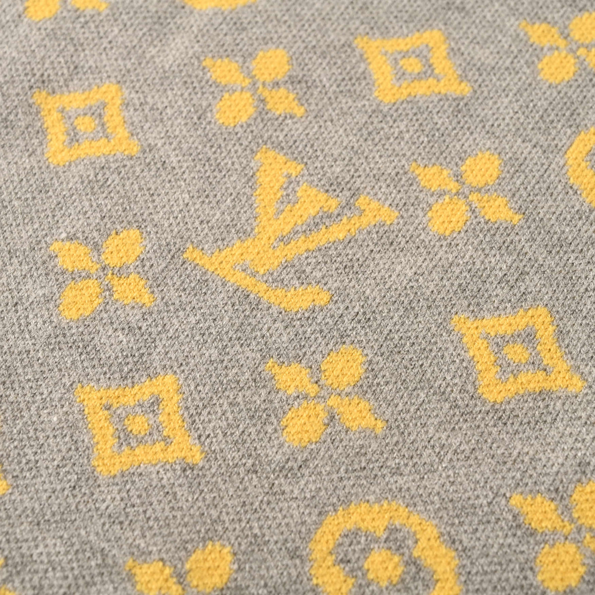 Louis Vuitton Yellow and Gray Monogram Wool Crewneck Sweater - Relaxed Jacquard Designer Knit Pullover