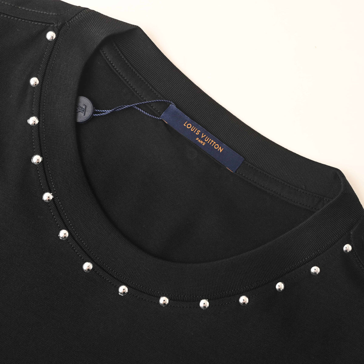 Louis Vuitton Letter Logo Tee with Stud Detailing | Short-Sleeve Luxury Designer Statement Streetwear