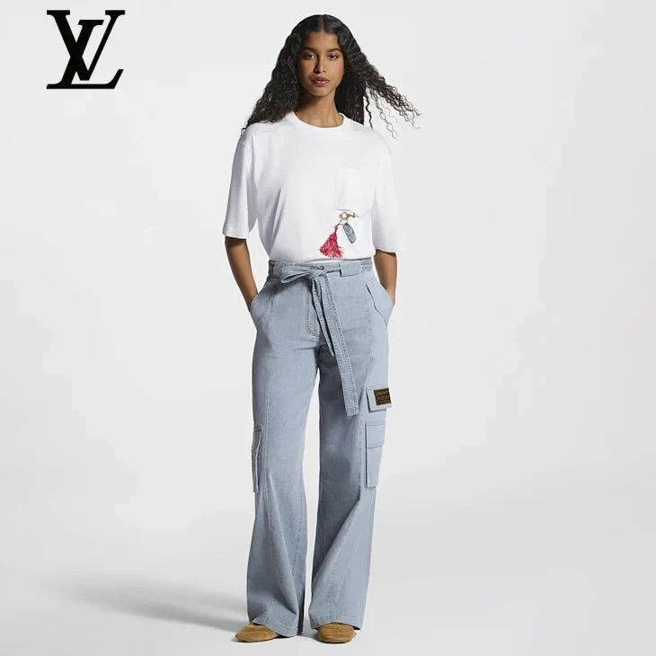 Louis Vuitton White Tassel Key Pocket Print T-Shirt
