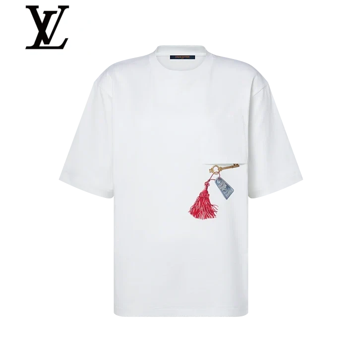 Louis Vuitton White Tassel Key Pocket Print T-Shirt