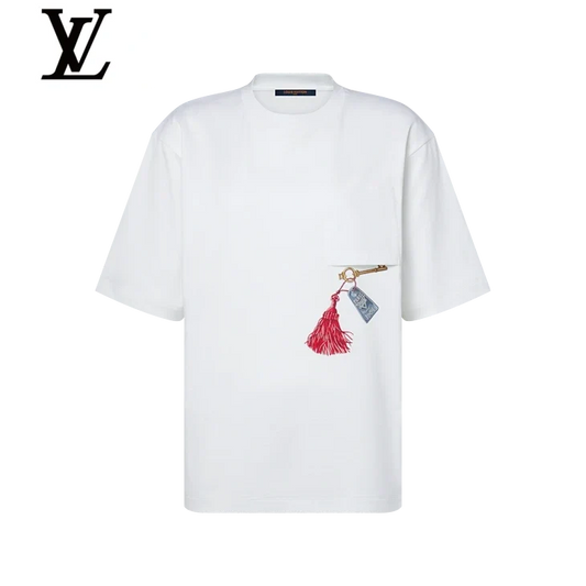 Louis Vuitton White Tassel Key Pocket Print T-Shirt