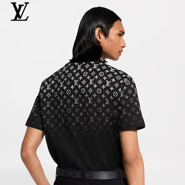 Louis Vuitton Black Gradient Silver Monogram Cotton Short Sleeve Tee
