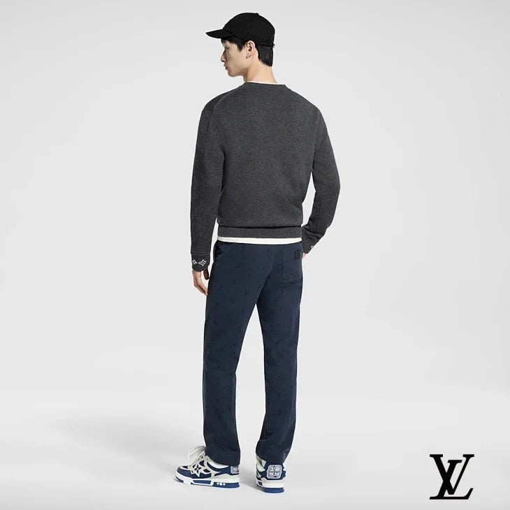 Louis Vuitton Navy Subtle LV Jacquard Trousers