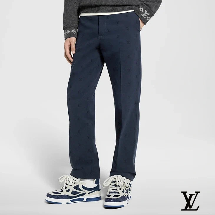 Louis Vuitton Navy Subtle LV Jacquard Trousers