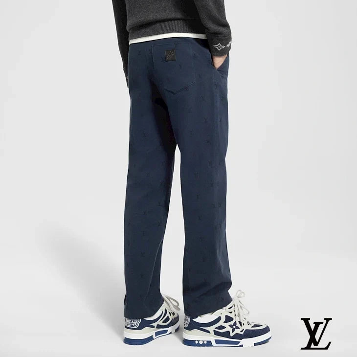 Louis Vuitton Navy Subtle LV Jacquard Trousers