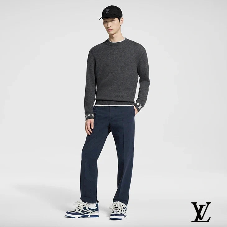 Louis Vuitton Navy Subtle LV Jacquard Trousers