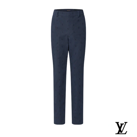 Louis Vuitton Navy Subtle LV Jacquard Trousers