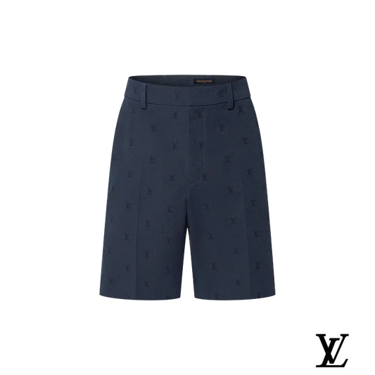 Louis Vuitton Navy Subtle LV Embroidered Shorts