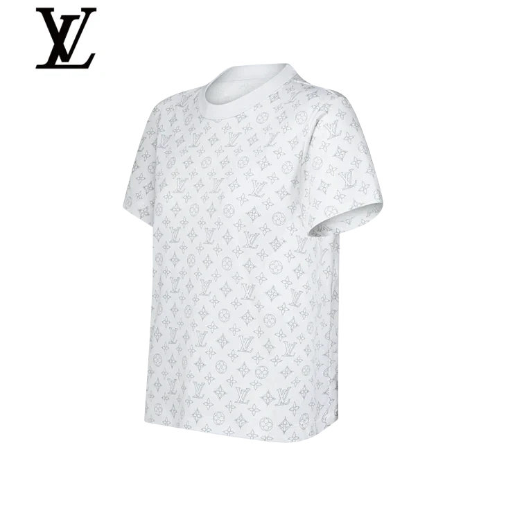 Louis Vuitton White Rhinestone Monogram Short-Sleeve T-Shirt