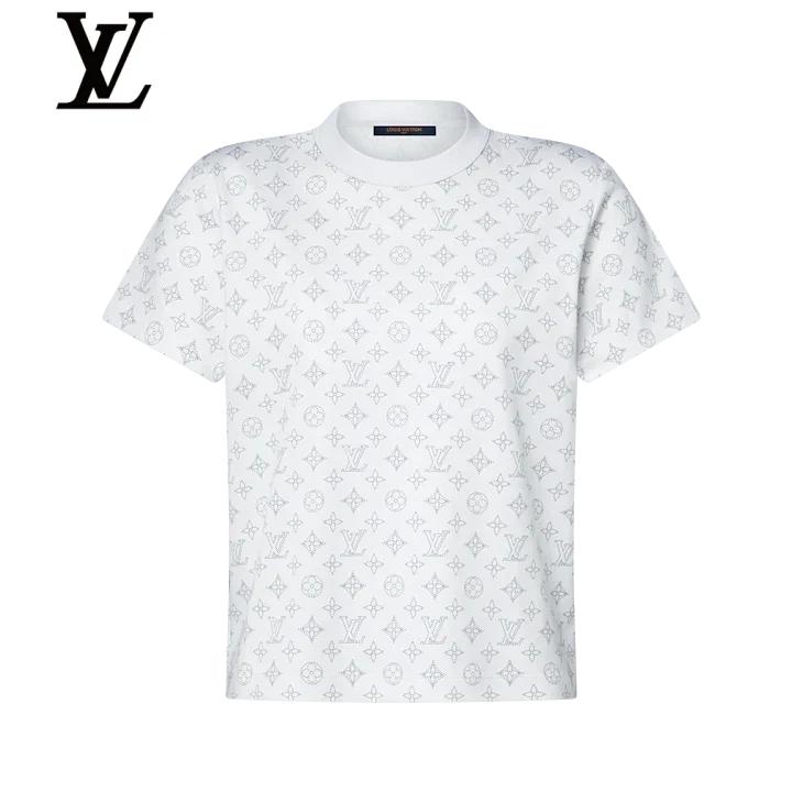 Louis Vuitton White Rhinestone Monogram Short-Sleeve T-Shirt