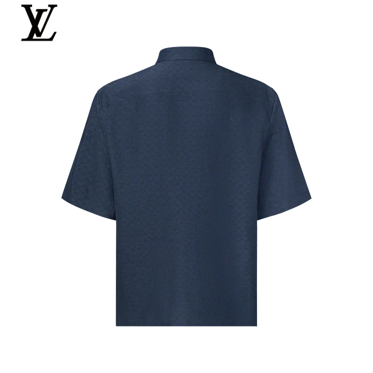 Louis Vuitton Navy Monogram Jacquard Short Sleeve Shirt