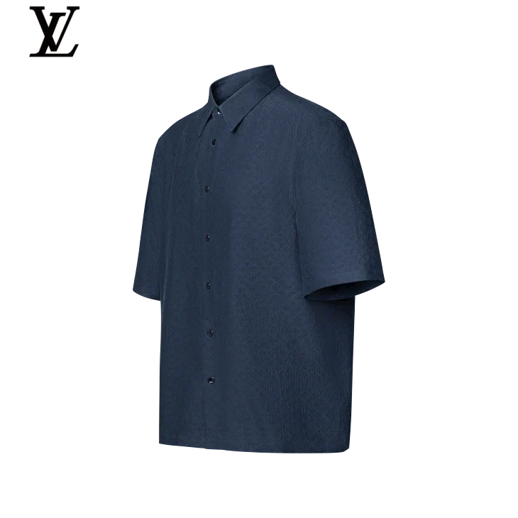 Louis Vuitton Navy Monogram Jacquard Short Sleeve Shirt
