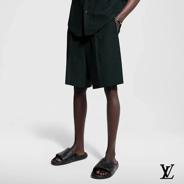 Louis Vuitton Dark Green Jacquard Pleated Shorts