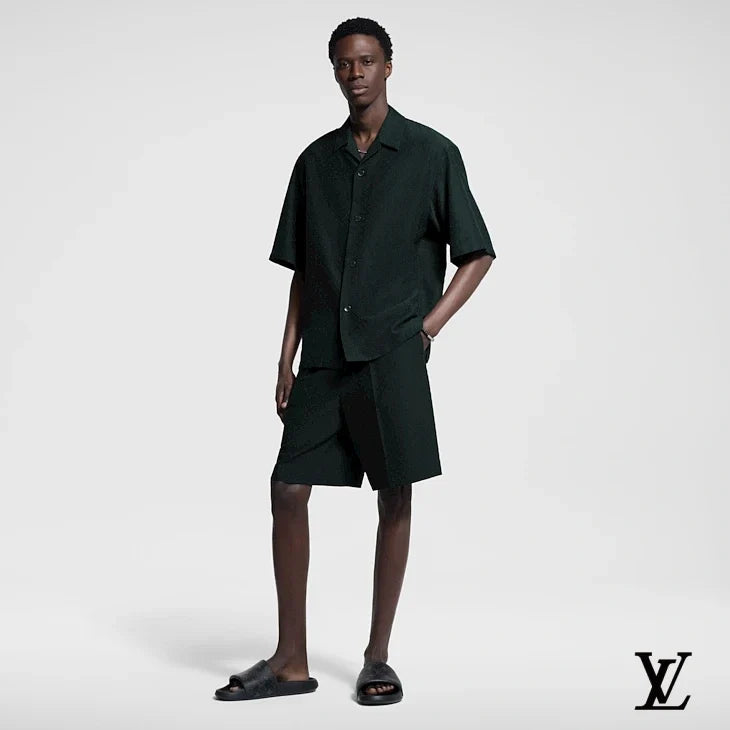 Louis Vuitton Dark Green Jacquard Pleated Shorts