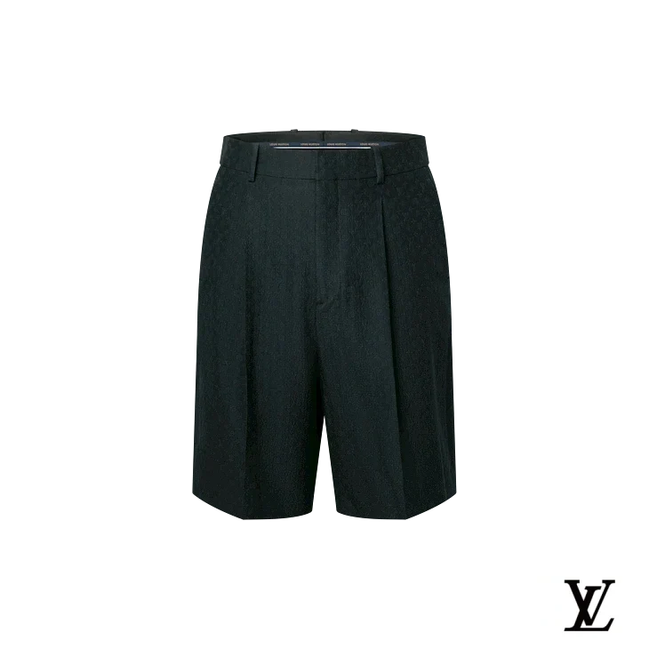 Louis Vuitton Dark Green Jacquard Pleated Shorts
