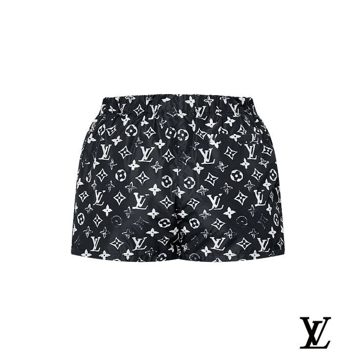 Louis Vuitton Black and White Monogram Print Swim Shorts