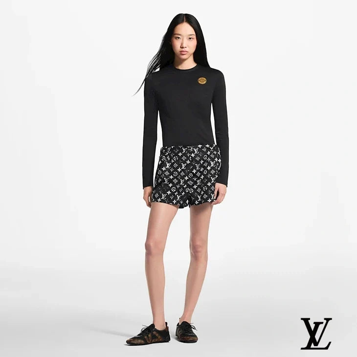 Louis Vuitton Black and White Monogram Print Swim Shorts