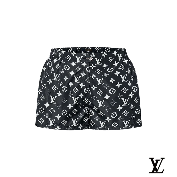 Louis Vuitton Black and White Monogram Print Swim Shorts