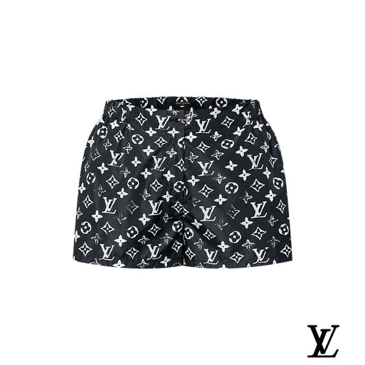 Louis Vuitton Black and White Monogram Print Swim Shorts