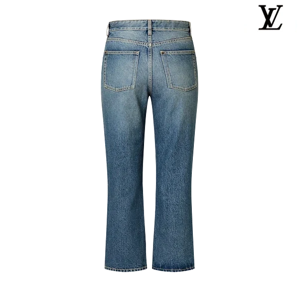 Louis Vuitton Light Blue Monogram Patch Flared Denim Pants