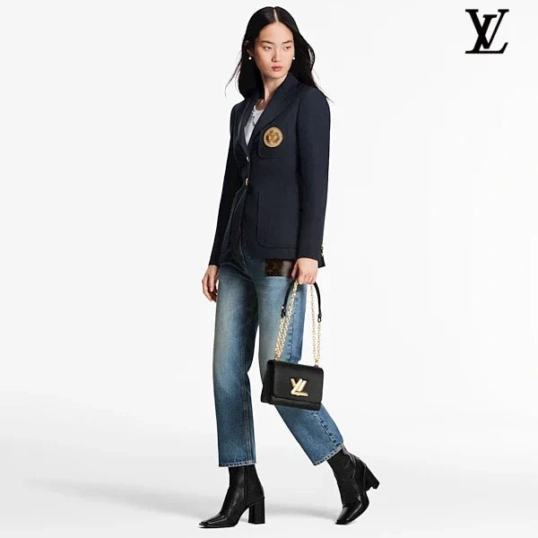 Louis Vuitton Light Blue Monogram Patch Flared Denim Pants