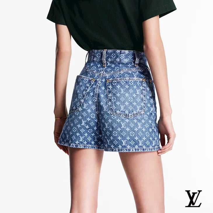 Louis Vuitton Blue Monogram Denim Shorts