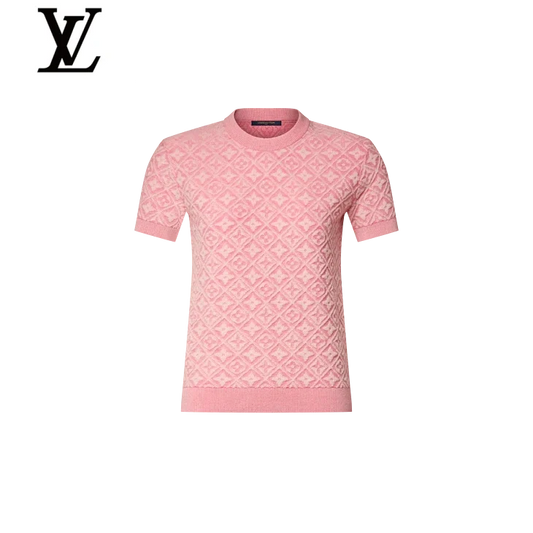Louis Vuitton Pink Monogram Jacquard Short-Sleeve Knit Top