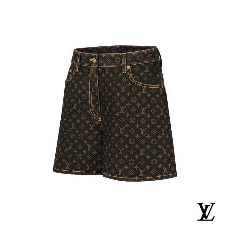 Louis Vuitton Black Monogram Denim Shorts