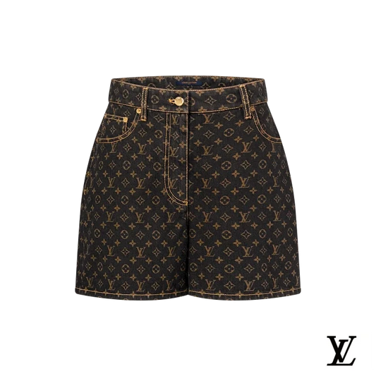 Louis Vuitton Black Monogram Denim Shorts
