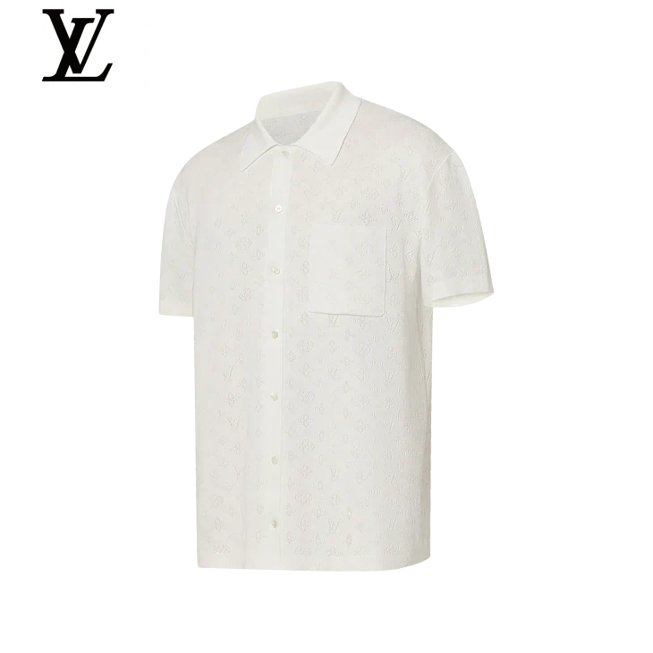 Louis Vuitton White Monogram Jacquard Short Sleeve Shirt