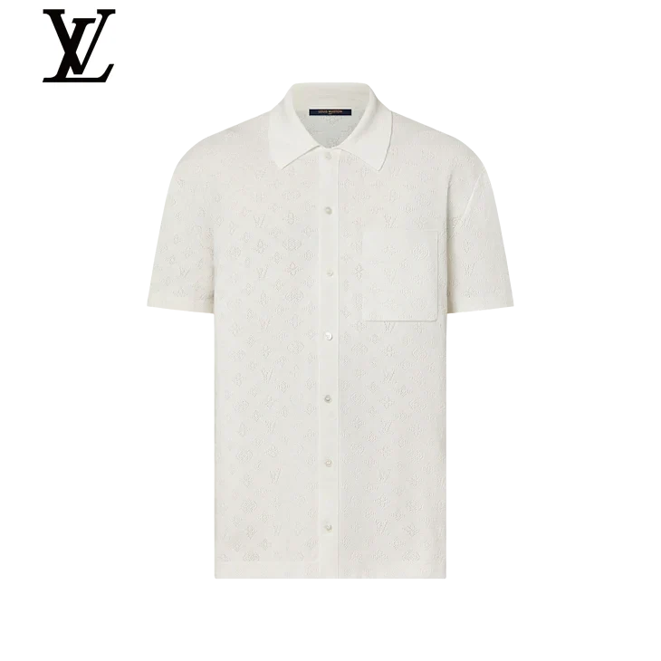 Louis Vuitton White Monogram Jacquard Short Sleeve Shirt