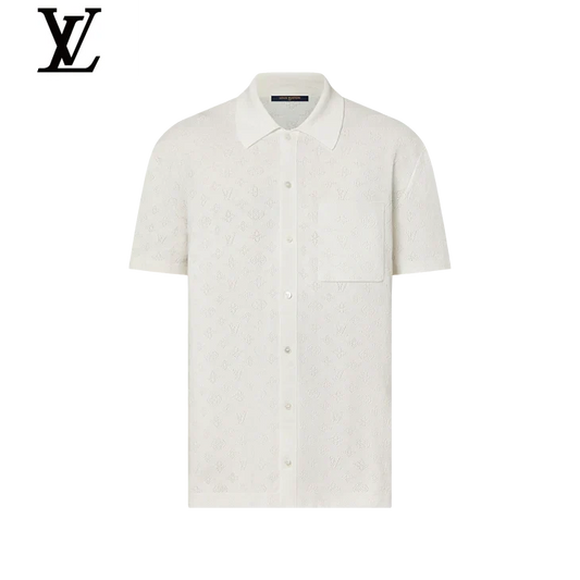 Louis Vuitton White Monogram Jacquard Short Sleeve Shirt