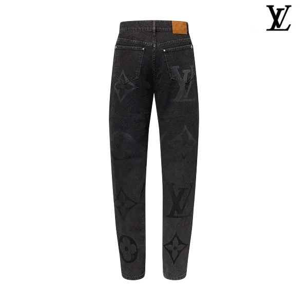 Louis Vuitton Black Giant Monogram Print Denim Pants
