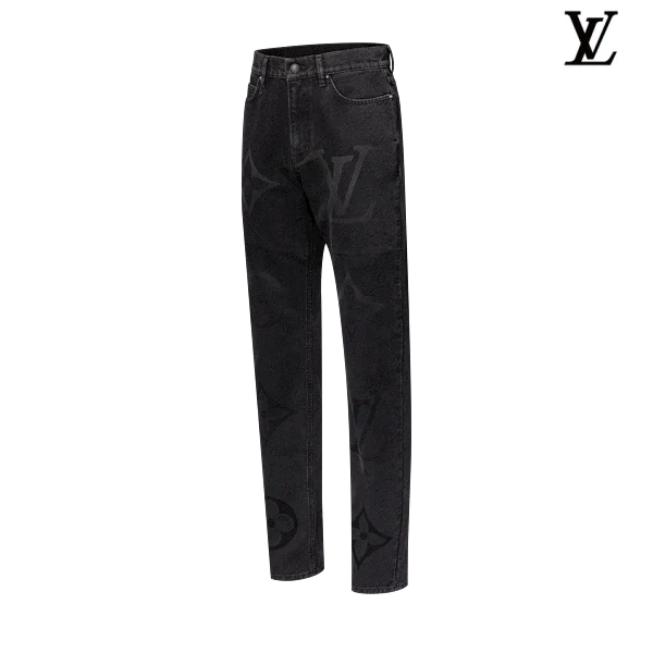 Louis Vuitton Black Giant Monogram Print Denim Pants